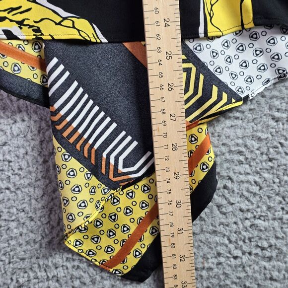 MSK Dopamine Tunic Roomy Yellow Floral Patchwork Jersey High Low Statement Flowy - Picture 8 of 16